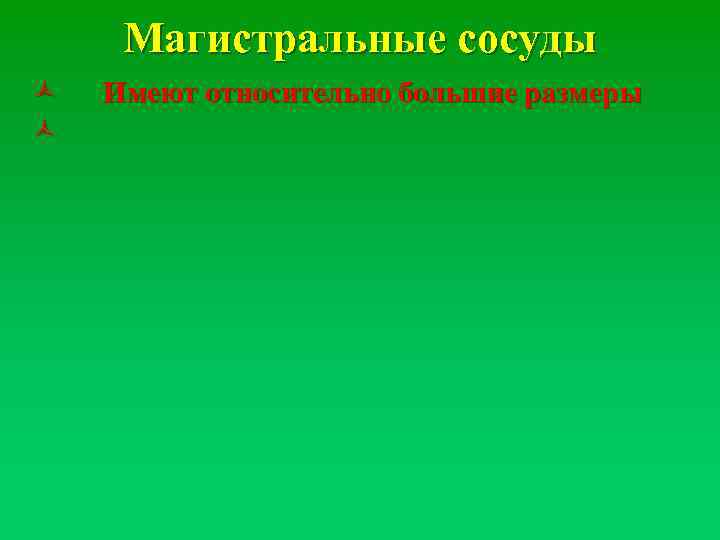 Магистральные сосуды ñ ñ Имеют относительно большие размеры 