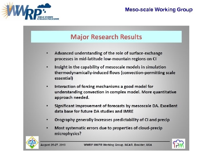 Meso-scale Working Group 