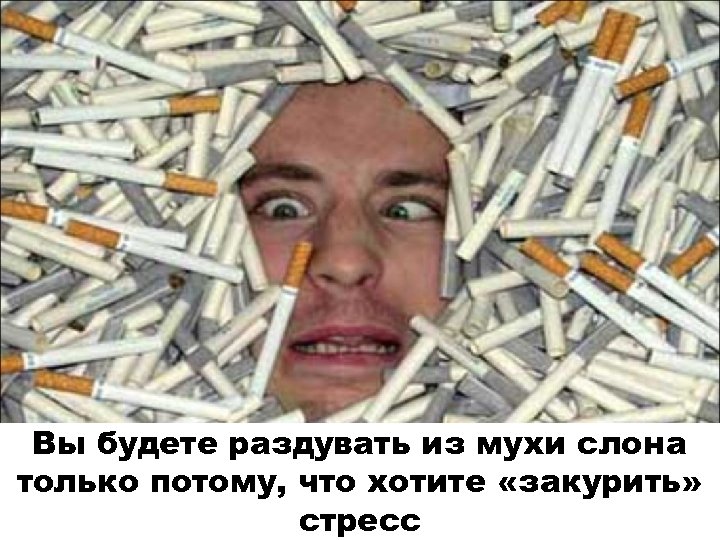 Вы будете раздувать из мухи слона только потому, что хотите «закурить» стресс 