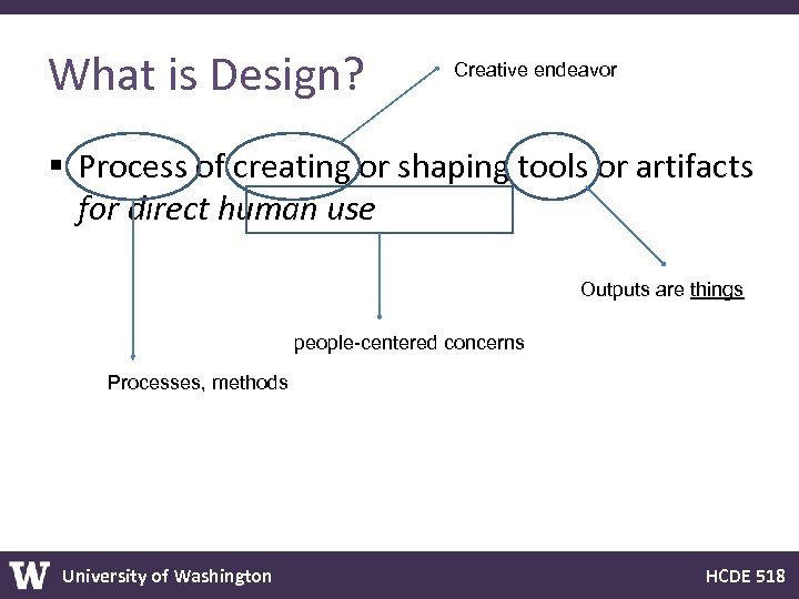 What is Design? Creative endeavor § Process of creating or shaping tools or artifacts