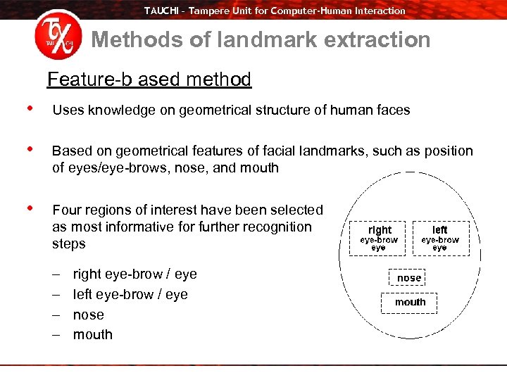 TAUCHI – Tampere Unit for Computer-Human Interaction Methods of landmark extraction Feature-b ased method