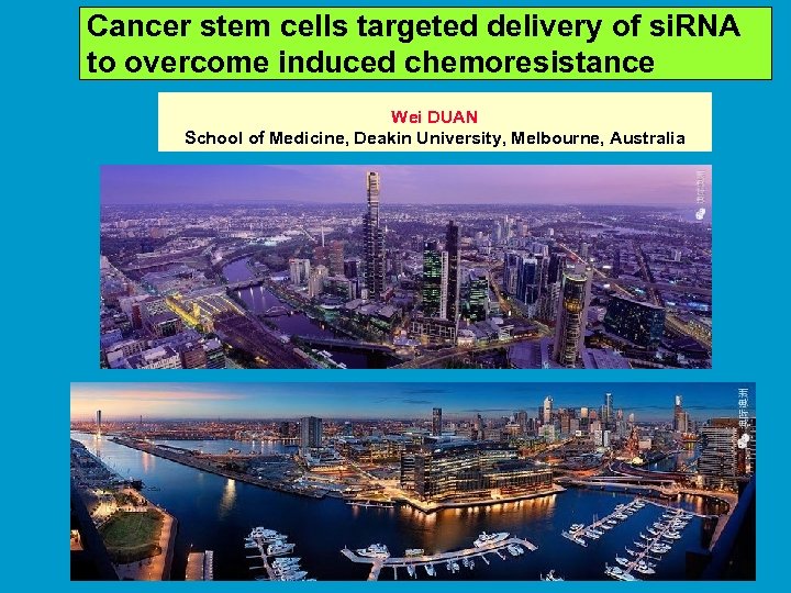 Cancer stem cells targeted delivery of si. RNA to overcome induced chemoresistance Wei DUAN