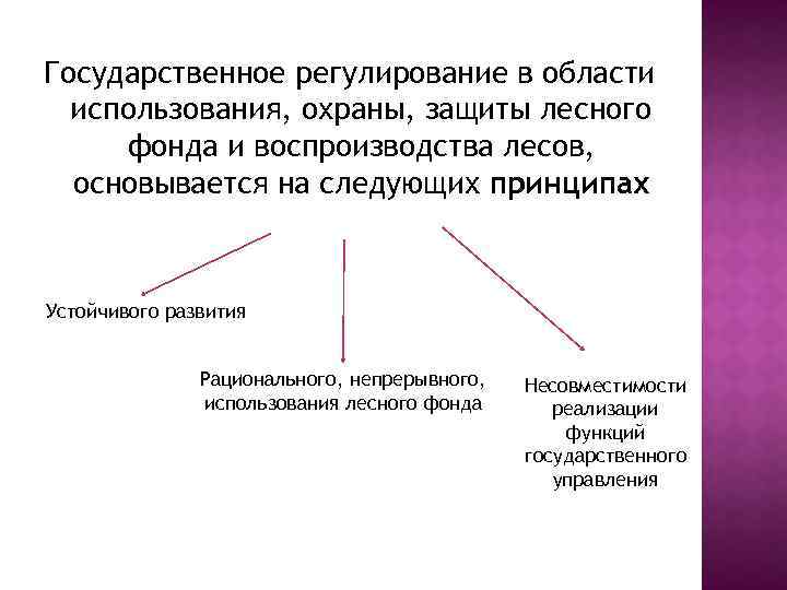 Государственное регулирование в области использования, охраны, защиты лесного фонда и воспроизводства лесов, основывается на