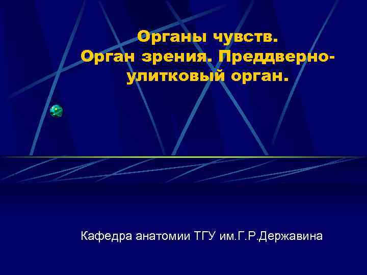 Органы чувств. Орган зрения. Преддверноулитковый орган. Кафедра анатомии ТГУ им. Г. Р. Державина 