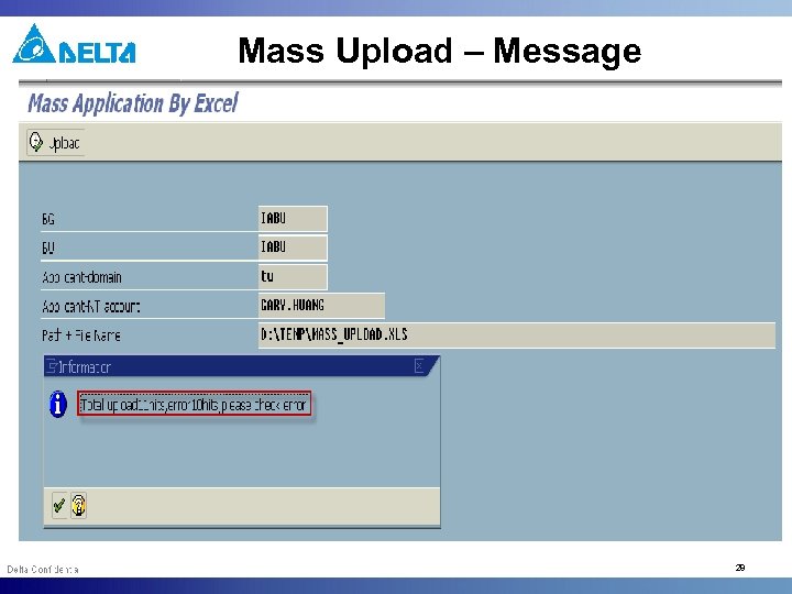 Mass Upload – Message 28 