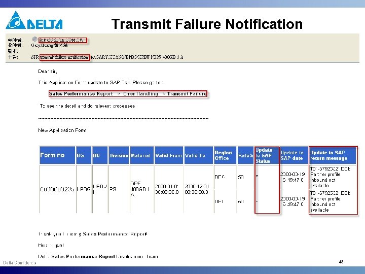 Transmit Failure Notification 43 