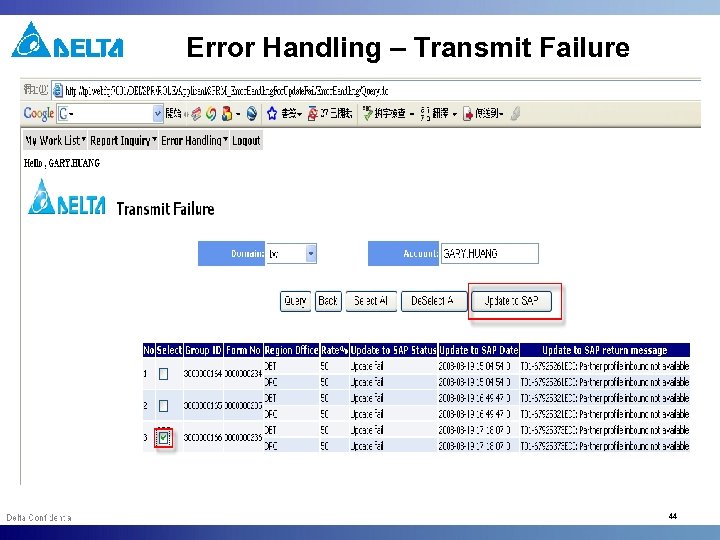 Error Handling – Transmit Failure 44 