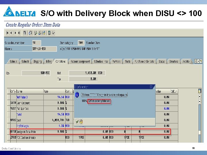 S/O with Delivery Block when DISU <> 100 56 