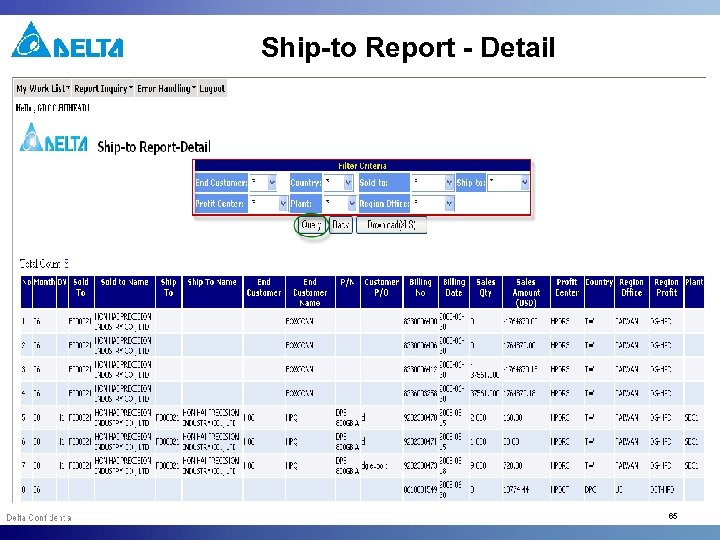 Ship-to Report - Detail 65 