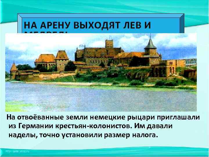 НА АРЕНУ ВЫХОДЯТ ЛЕВ И МЕДВЕДЬ На отвоёванные земли немецкие рыцари приглашали из Германии