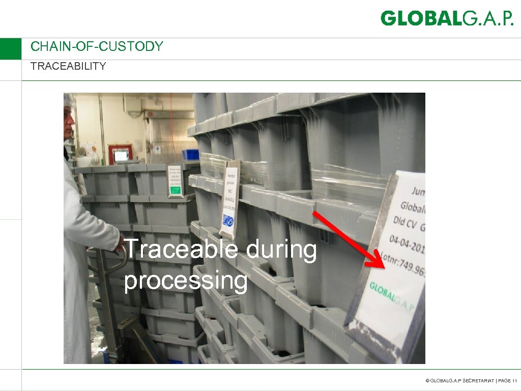 CHAIN-OF-CUSTODY TRACEABILITY Traceable during processing © GLOBALG. A. P SECRETARIAT | PAGE 11 