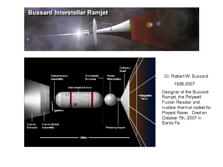 Bussard Ramjet Diagram Dr. Robert W. Bussard 1928 -2007 Designer of the Bussard Ramjet,