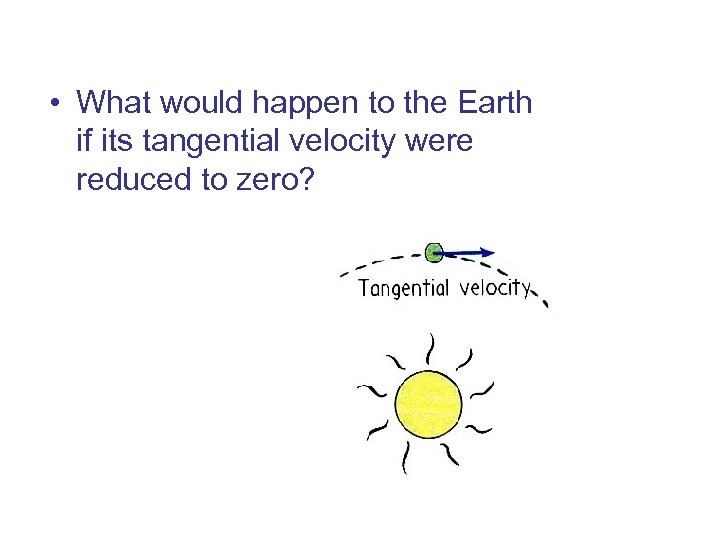  • What would happen to the Earth if its tangential velocity were reduced