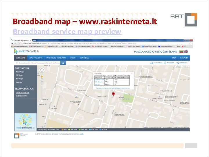 Broadband map – www. raskinterneta. lt Broadband service map preview 