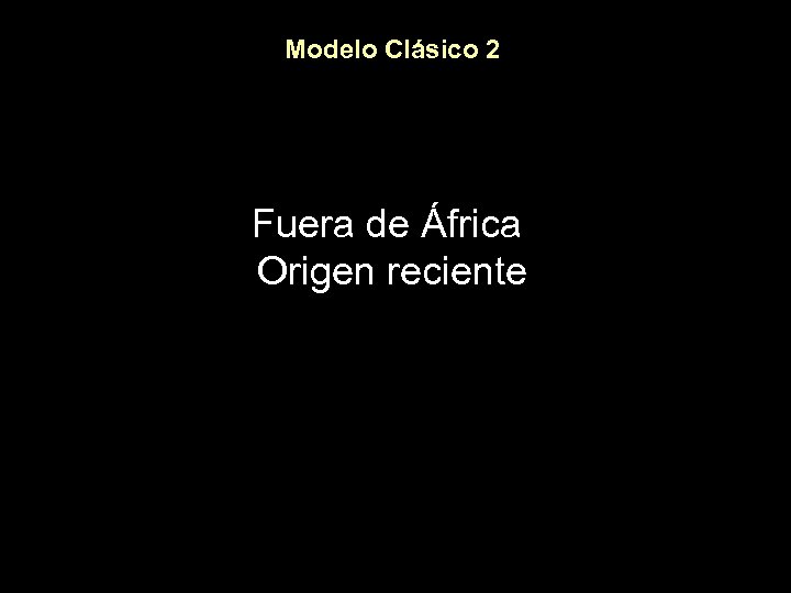 Modelo Clásico 2 Fuera de África Origen reciente 
