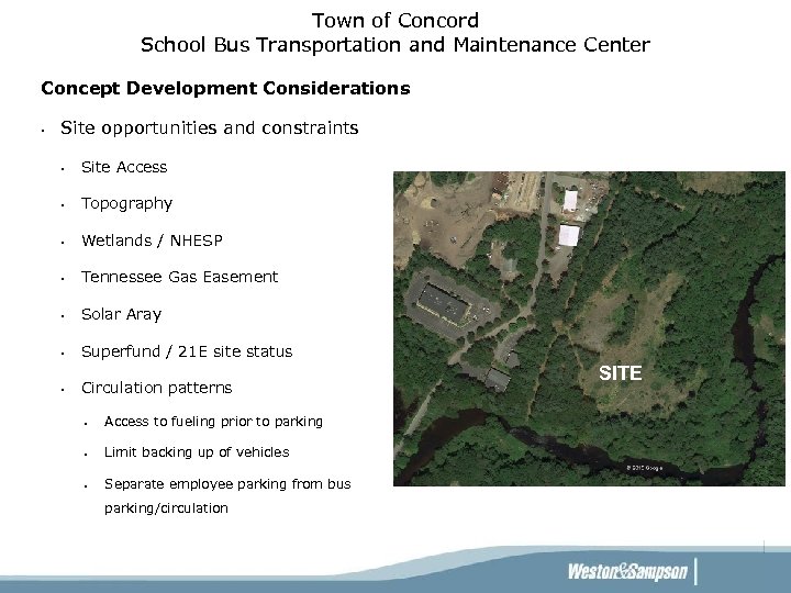 Town of Concord School Bus Transportation and Maintenance Center Concept Development Considerations § Site