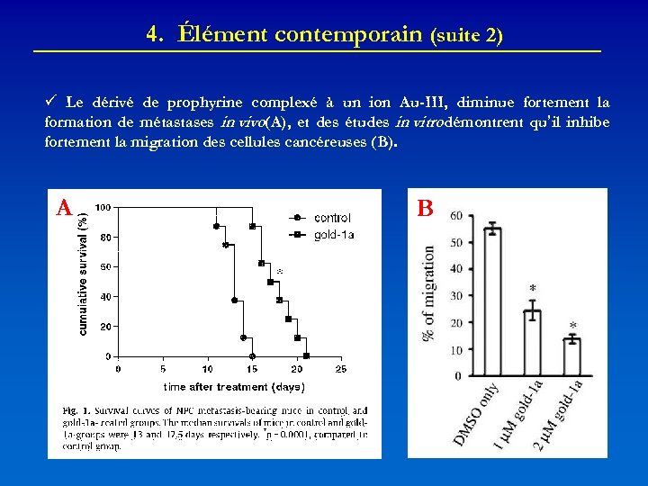 4. Élément contemporain (suite 2) Le dérivé de prophyrine complexé à un ion Au-III,