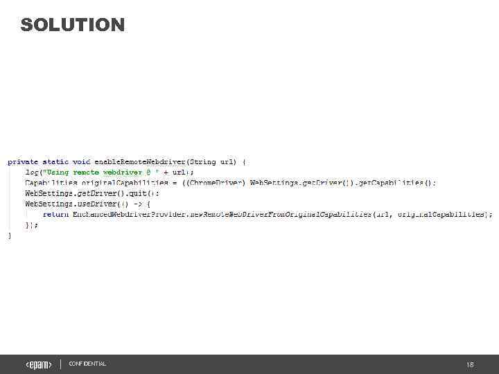 SOLUTION CONFIDENTIAL 18 