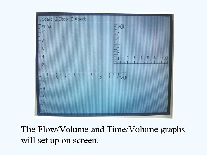 The Flow/Volume and Time/Volume graphs will set up on screen. 