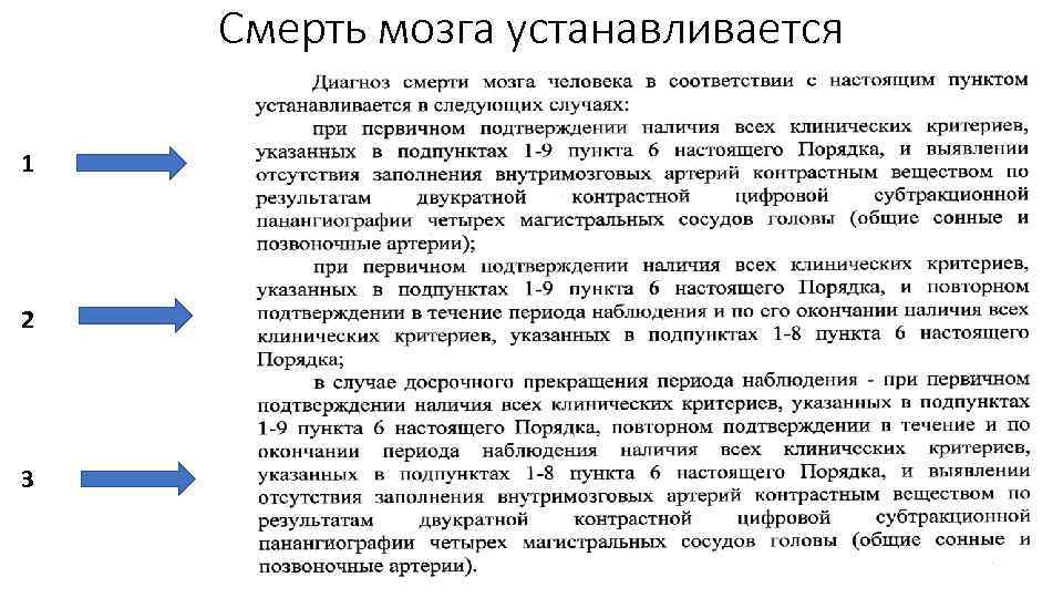 Смерть мозга устанавливается 1 2 3 