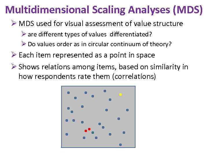 Multidimensional Scaling Analyses (MDS) Ø MDS used for visual assessment of value structure Ø