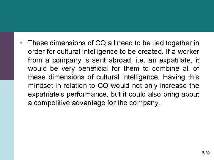  • These dimensions of CQ all need to be tied together in order