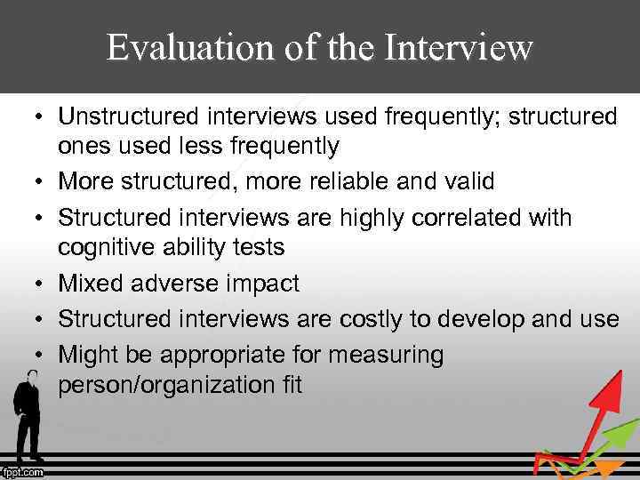 Evaluation of the Interview • Unstructured interviews used frequently; structured ones used less frequently