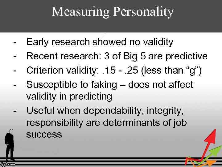 Measuring Personality - Early research showed no validity Recent research: 3 of Big 5