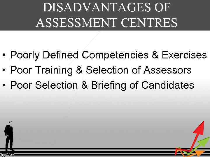 DISADVANTAGES OF ASSESSMENT CENTRES • Poorly Defined Competencies & Exercises • Poor Training &