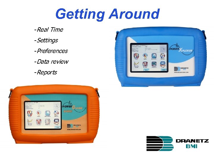 Getting Around -Real Time -Settings -Preferences -Data review -Reports 