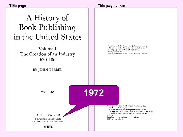 Title page verso 1972 