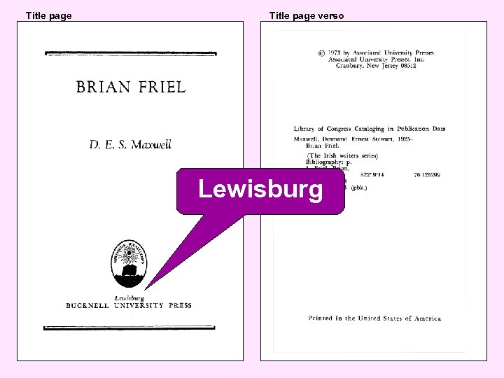 Title page verso Lewisburg 