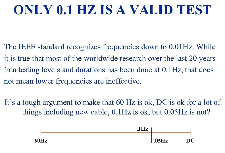 ONLY 0. 1 HZ IS A VALID TEST The IEEE standard recognizes frequencies down