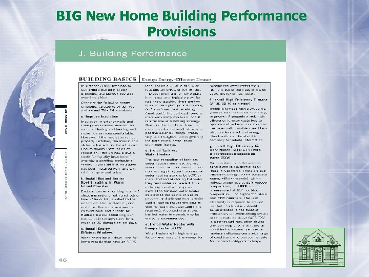 BIG New Home Building Performance Provisions 