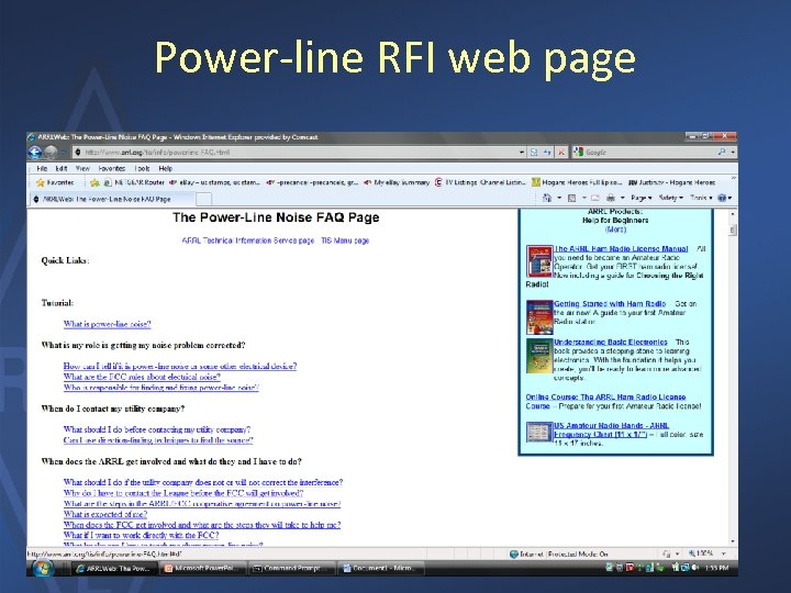 Power-line RFI web page 