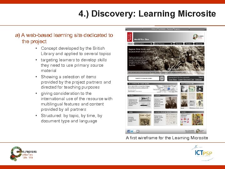 4. ) Discovery: Learning Microsite a) A web-based learning site dedicated to the project
