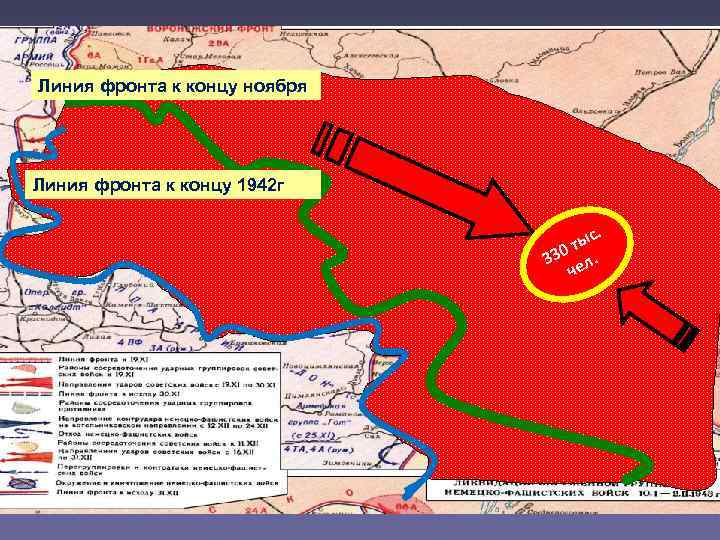 Линия фронта к концу ноября Линия фронта к концу 1942 г с. ты 330