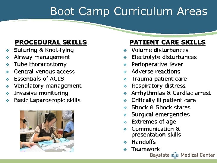 Boot Camp Curriculum Areas PROCEDURAL SKILLS v v v v Suturing & Knot-tying Airway