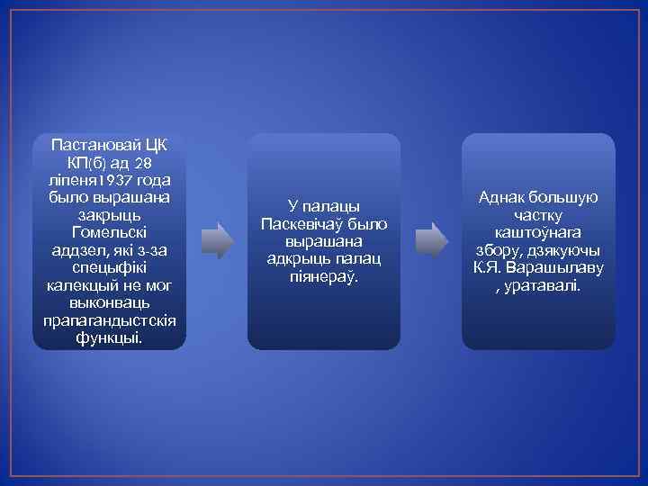 Пастановай ЦК КП(б) ад 28 ліпеня 1937 года было вырашана закрыць Гомельскі аддзел, які