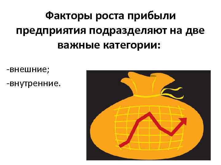 Факторы роста прибыли предприятия подразделяют на две важные категории: -внешние; -внутренние. 