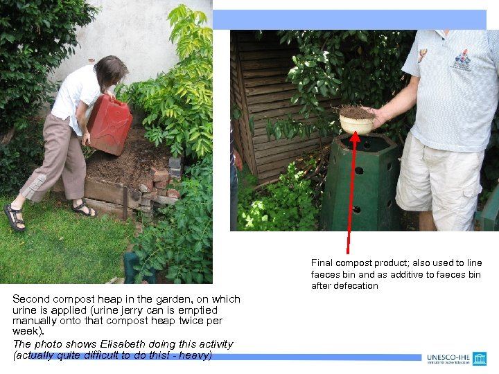 Final compost product; also used to line faeces bin and as additive to faeces