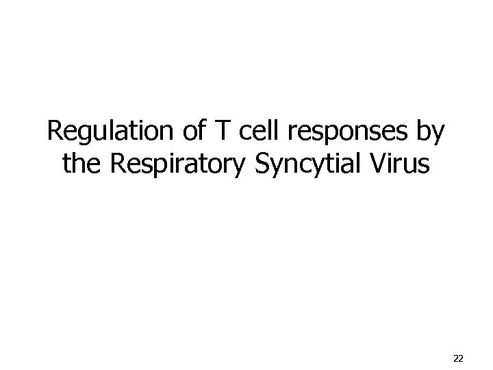Regulation of T cell responses by the Respiratory Syncytial Virus 22 