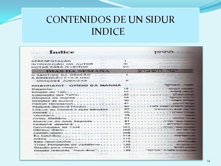 CONTENIDOS DE UN SIDUR INDICE 14 