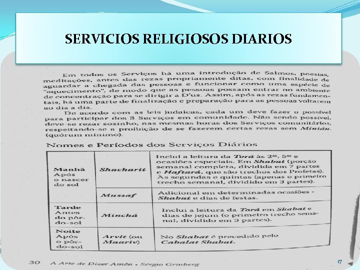 SERVICIOS RELIGIOSOS DIARIOS 17 