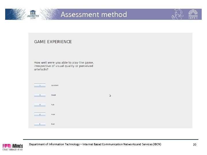 Assessment method Department of Information Technology – Internet Based Communication Networks and Services (IBCN)