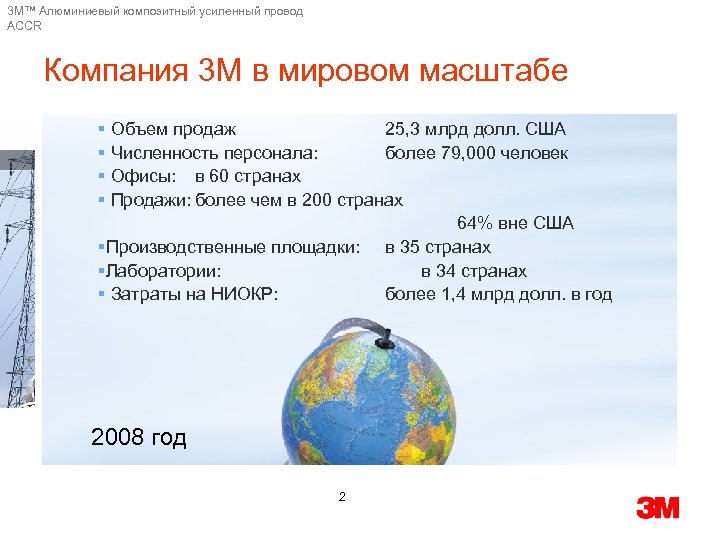 3 M™ Алюминиевый композитный усиленный провод ACCR Компания 3 М в мировом масштабе §