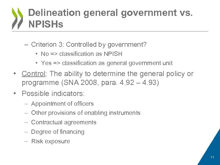 Delineation general government vs. NPISHs – Criterion 3: Controlled by government? • No =>
