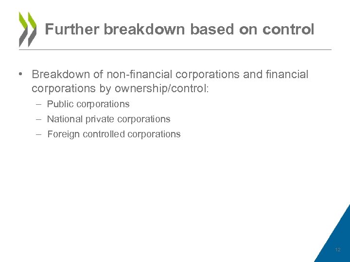 Further breakdown based on control • Breakdown of non-financial corporations and financial corporations by