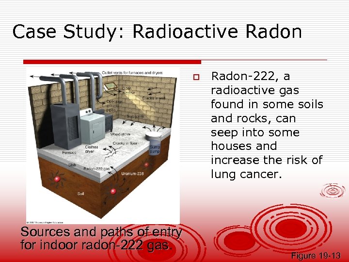 Case Study: Radioactive Radon o Sources and paths of entry for indoor radon-222 gas