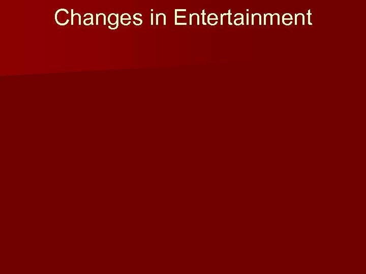 Changes in Entertainment 